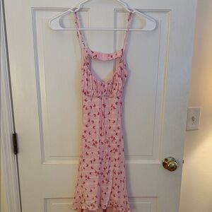 Pink Floral Backless Dress
